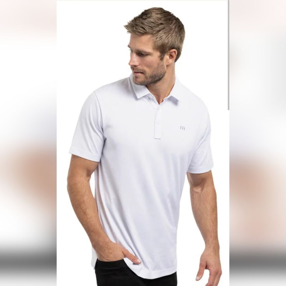TravisMathew Zinna White Polo Shirt Size L Mens Golf Performance Casual Top